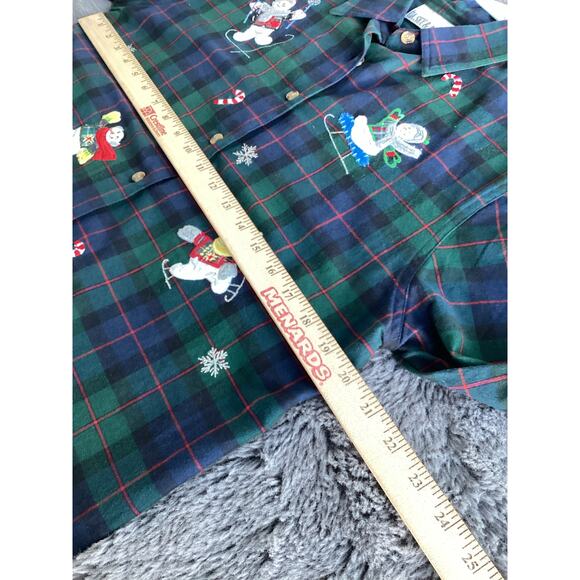 Casey & Max Women Plaid Flannel Holiday Button Front embroidered Top Blue Small - Picture 7 of 8